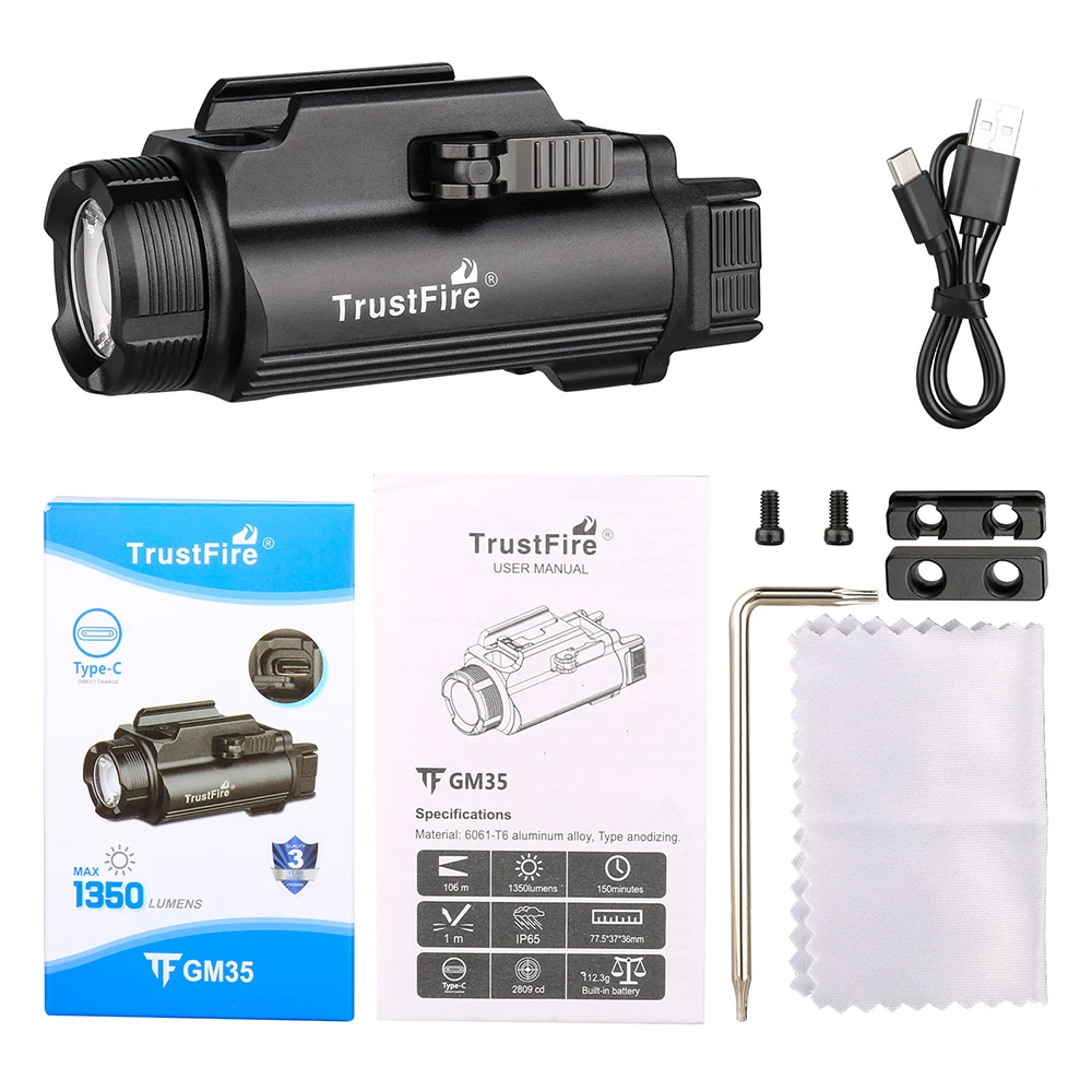 Tactical LED Flashlights Weapon Mini Pistol Lights 1350Lumens USB Rechargeable Quick Release Handgun 1913/GL Rail Tactical LED Flashlights Weapon Mini Pistol Lights 1350Lumens USB Rechargeable Quick Release Handgun 1913/GL Rail
