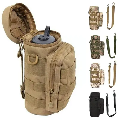 Tactical Molle Water Bottle Holder Bag Military Hydration Carrier Kettle Pouch with Strap For Hiking Fishing