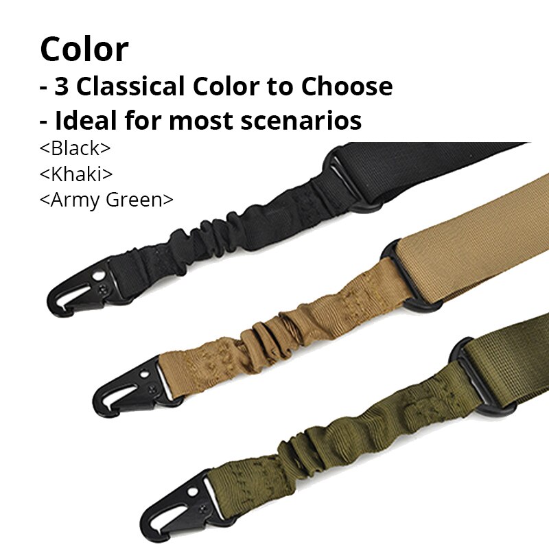 Tactical Two Points Sling Bungee Shoulder Strap Durable Nylon Rifle Belt Heavy Duty Sling for Outdoor Hunting Sports