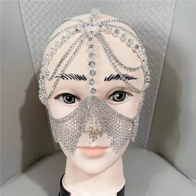 Tassel Veil Masks Women Headwear Rhinestone Chains Face Mask Masquerade Dance Party Costume Sexy Face Accessories