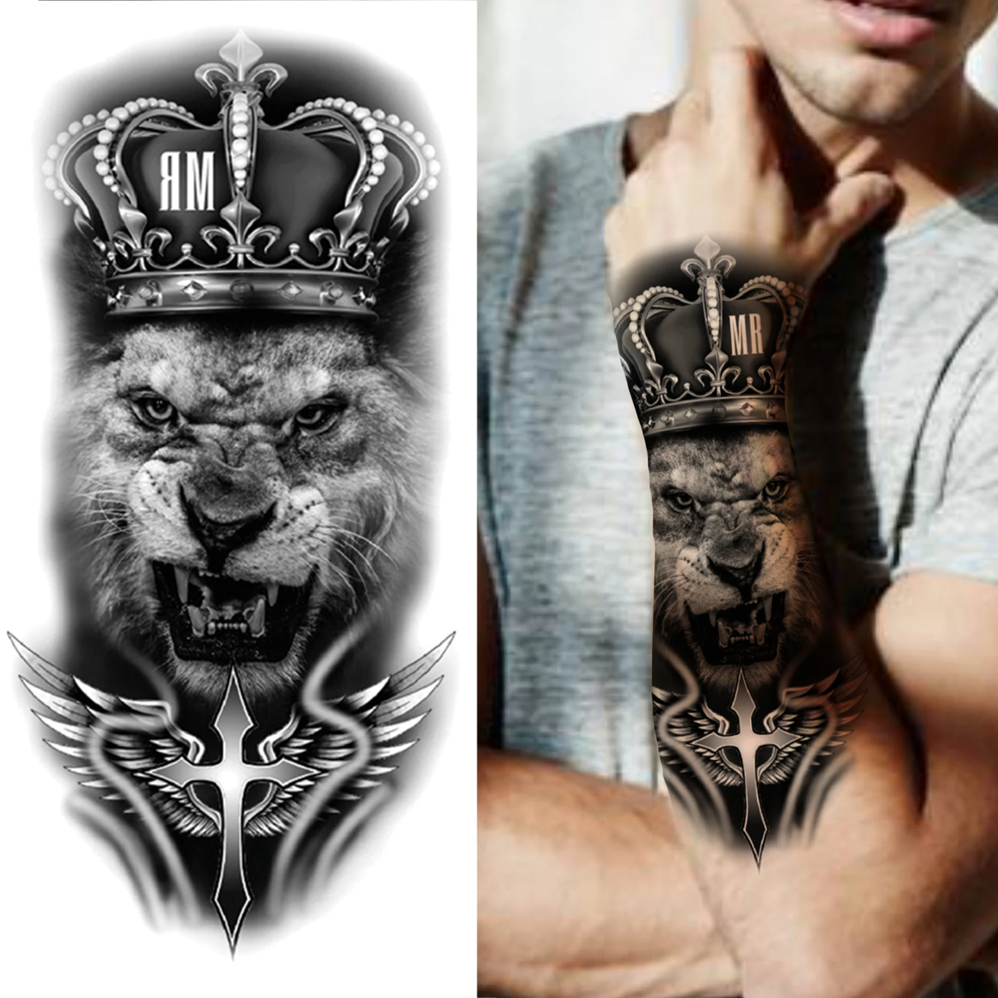 Tattoo Stickers Waterproof Temporary Forest Lion Tiger Bear Flash Tattoos Leopard Wolf Crown Body Art Arm Fake Tattoo Tattoo Stickers Waterproof Temporary Forest Lion Tiger Bear Flash Tattoos Leopard Wolf Crown Body Art Arm Fake Tattoo