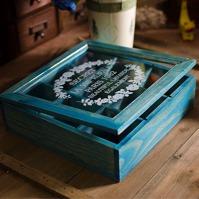 Tea Box Organizer 9 Compartment Storage