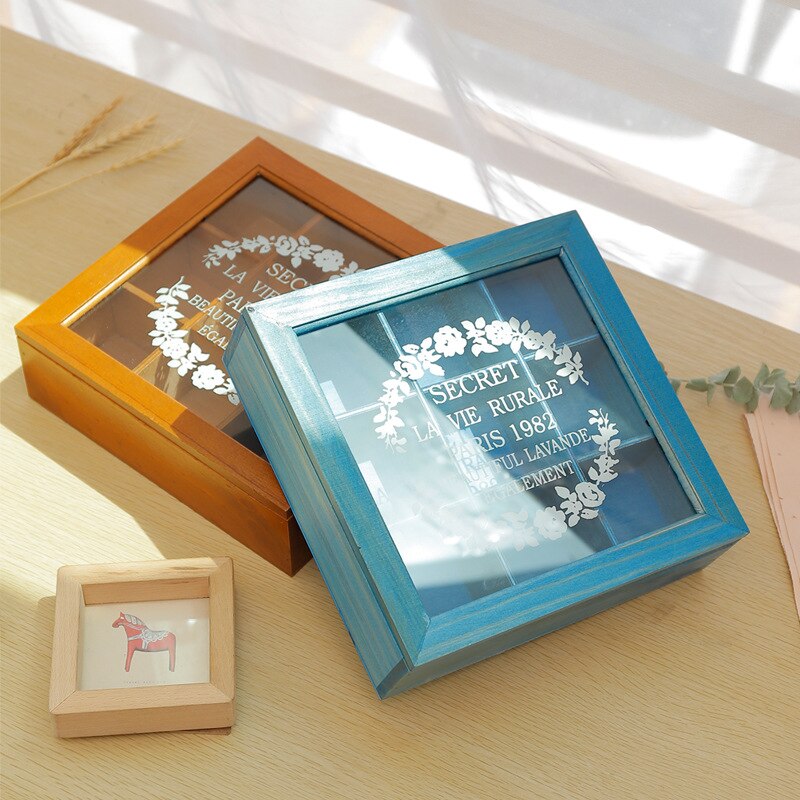 Tea Box Organizer 9 Compartment Storage