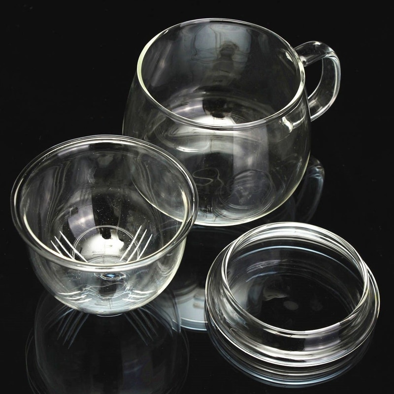 Tea Infuser Mug Set Clear Glass
