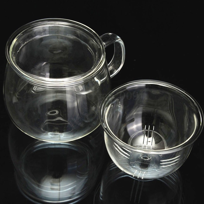 Tea Infuser Mug Set Clear Glass
