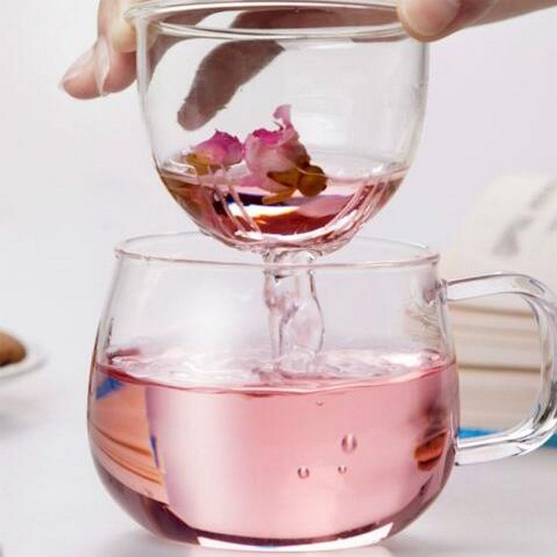 Tea Infuser Mug Set Clear Glass