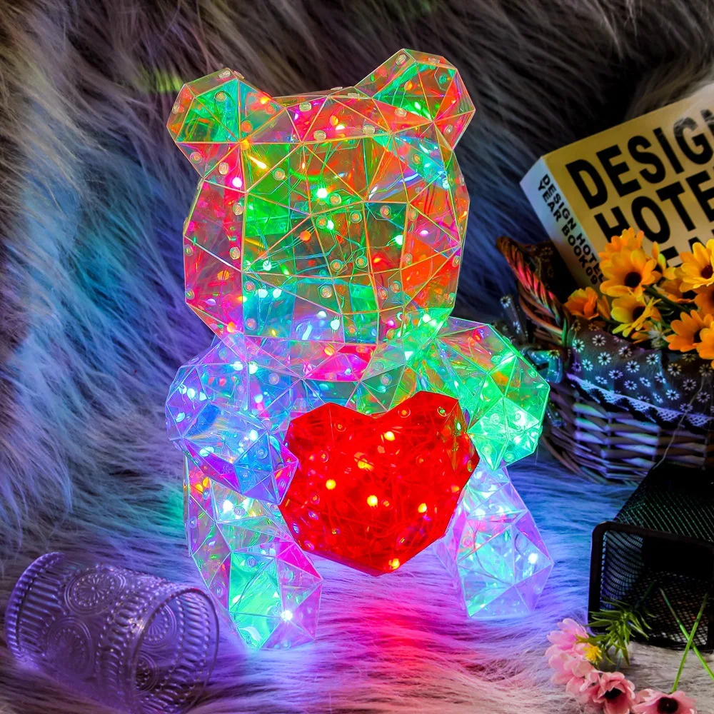 Teddy Bear Doll Gift Lamp Colorful Sparkling Romantic Surprise LED gift Light Girls Birthday Valentine's Day Bedroom Teddy Bear Doll Gift Lamp Colorful Sparkling Romantic Surprise LED gift Light Girls Birthday Valentine's Day Bedroom