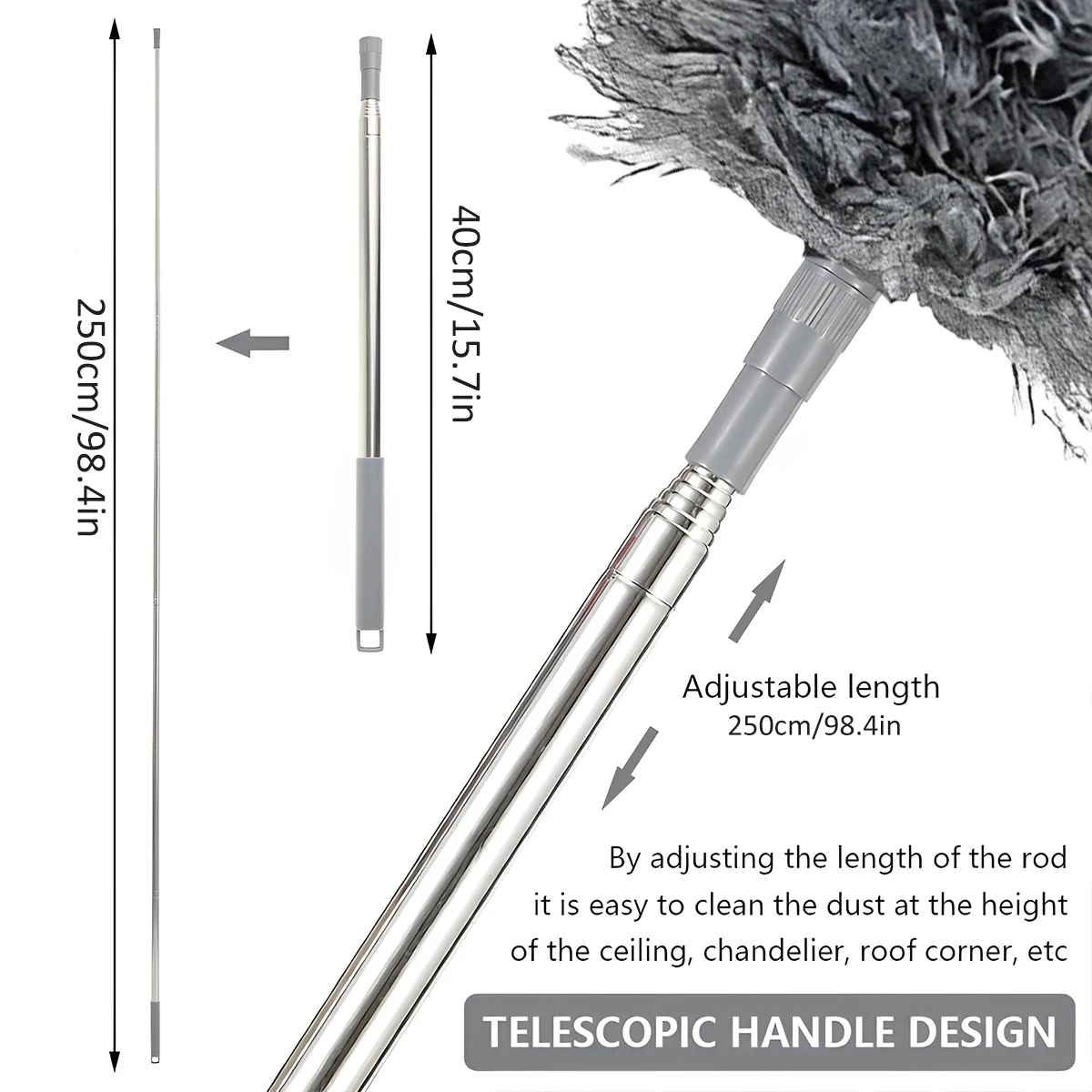 Telescopic Duster Microfiber Feather Duster Bendable Gap Clean Brush Detachable Washable Home Ceiling Spider Web