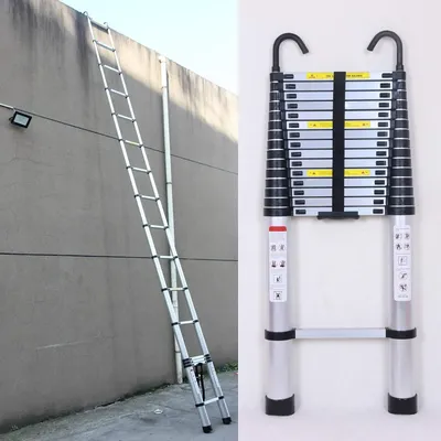 Telescopic Ladder 6.2M/20.3FT W/Detachable Hooks&Extendable Steps,Folding Tall Loft Collapsible Ladder with Non-Slip Telescopic Ladder 6.2M/20.3FT W/Detachable Hooks&Extendable Steps,Folding Tall Loft Collapsible Ladder with Non-Slip