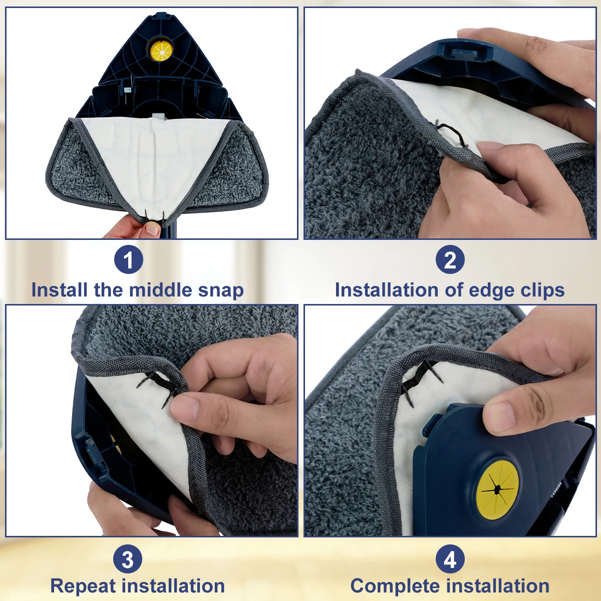 Telescopic Triangle Mop 360° Rotatable Spin Cleaning Mop Adjustable Squeeze Wet and Dry Ceiling Cleaning Home Window