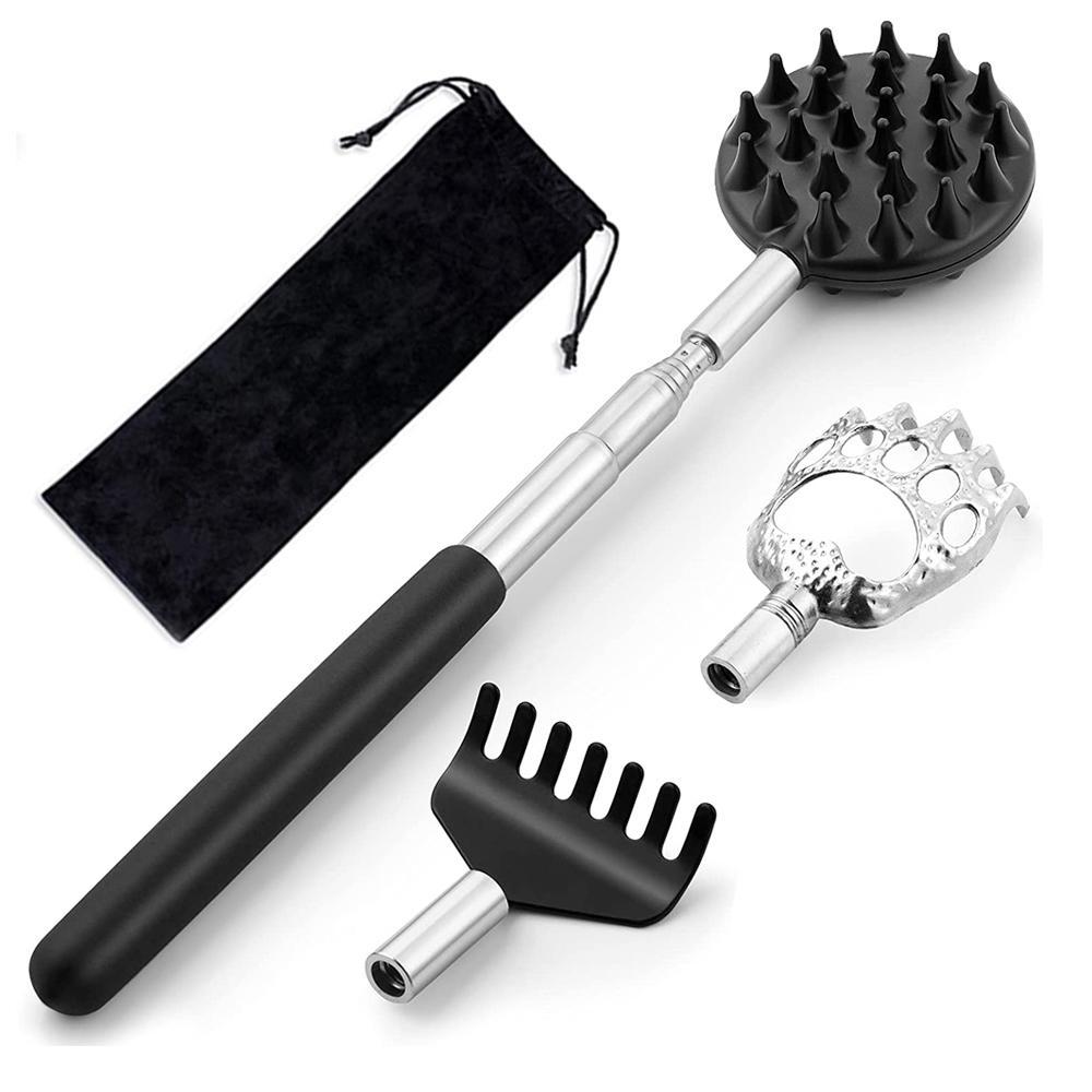Telescoping Back Scratcher with 3Pcs Detachable Scratching Heads,Bear Claw Back Scratcher Extendable Backcratchers for