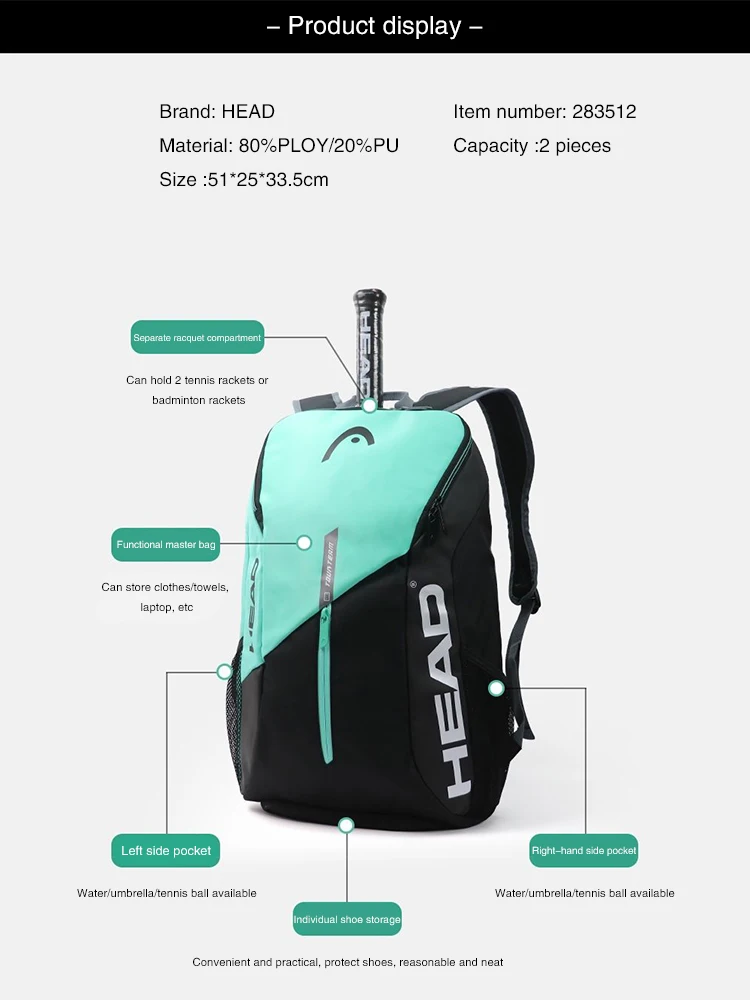 Tennis Backpack Outdoor Sport Bag Tennis Bag Badminton Gymbag Backpack Original Tennis Backpack With Separated Shoe Bag