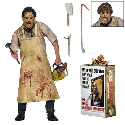 Texas Chainsaw Murderer Fur Face Leather Face 40th Anniversary Edition Terror Handmade Doll Model Halloween Gift