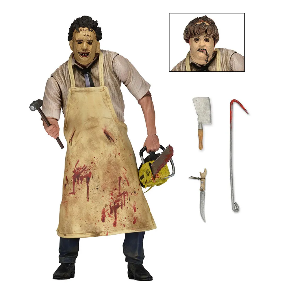 Texas Chainsaw Murderer Fur Face Leather Face 40th Anniversary Edition Terror Handmade Doll Model Halloween Gift
