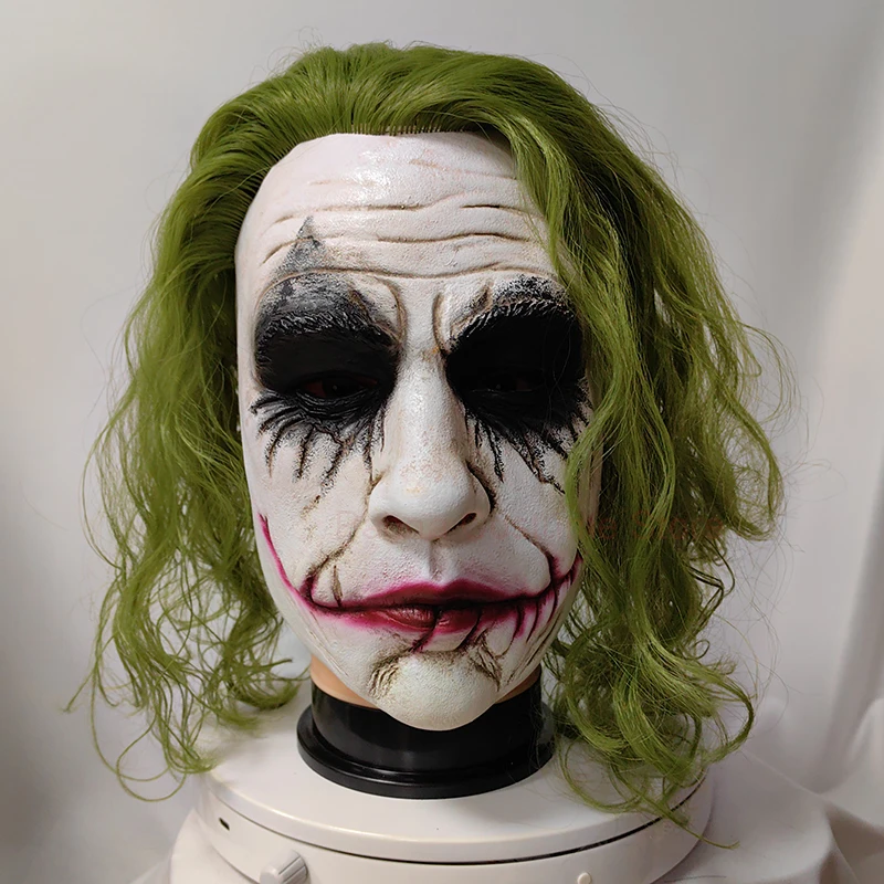 The Dark Knight Joker Cosplay Mask Green Hair Halloween Party Unisex Adult One Size Latex Mask Clown Bat Knight The Dark Knight Joker Cosplay Mask Green Hair Halloween Party Unisex Adult One Size Latex Mask Clown Bat Knight