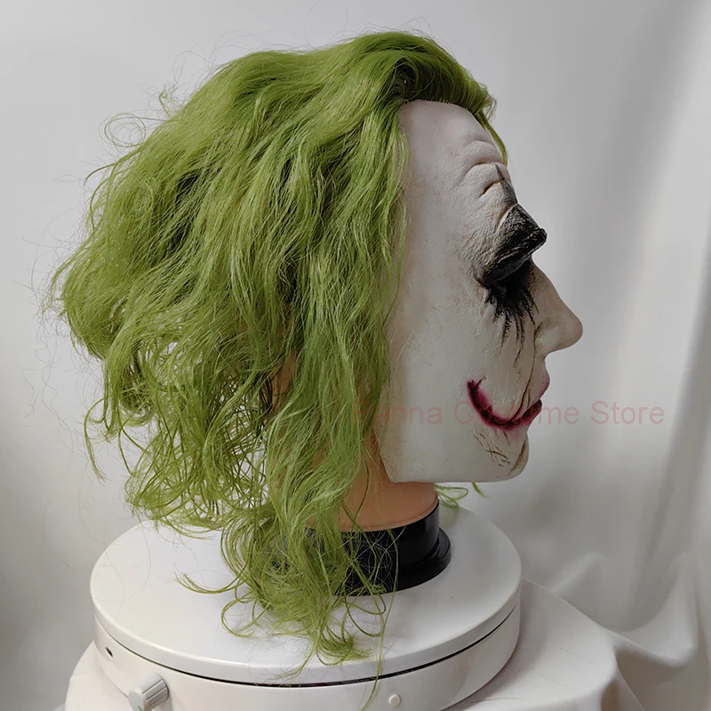 The Dark Knight Joker Cosplay Mask Green Hair Halloween Party Unisex Adult One Size Latex Mask Clown Bat Knight