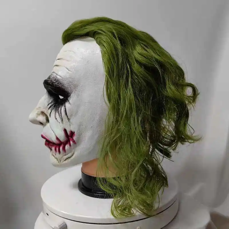 The Dark Knight Joker Cosplay Mask Green Hair Halloween Party Unisex Adult One Size Latex Mask Clown Bat Knight
