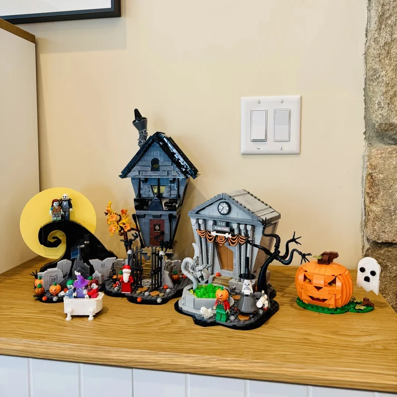 The Nightmare Before Christmas Model Building Blocks Hut Diy Bricks Toy Christmas Halloween Home Decoration Gifts