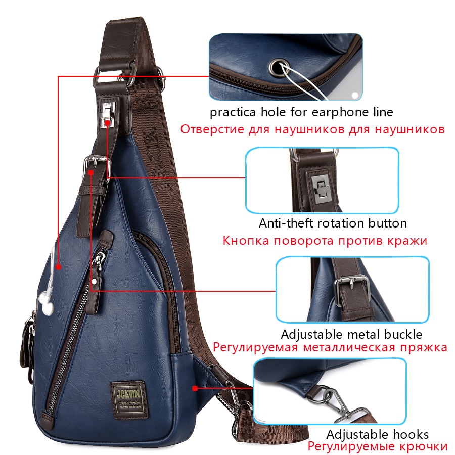 Theftproof Leather Chest Man Bag Theftproof Leather Chest Man Bag