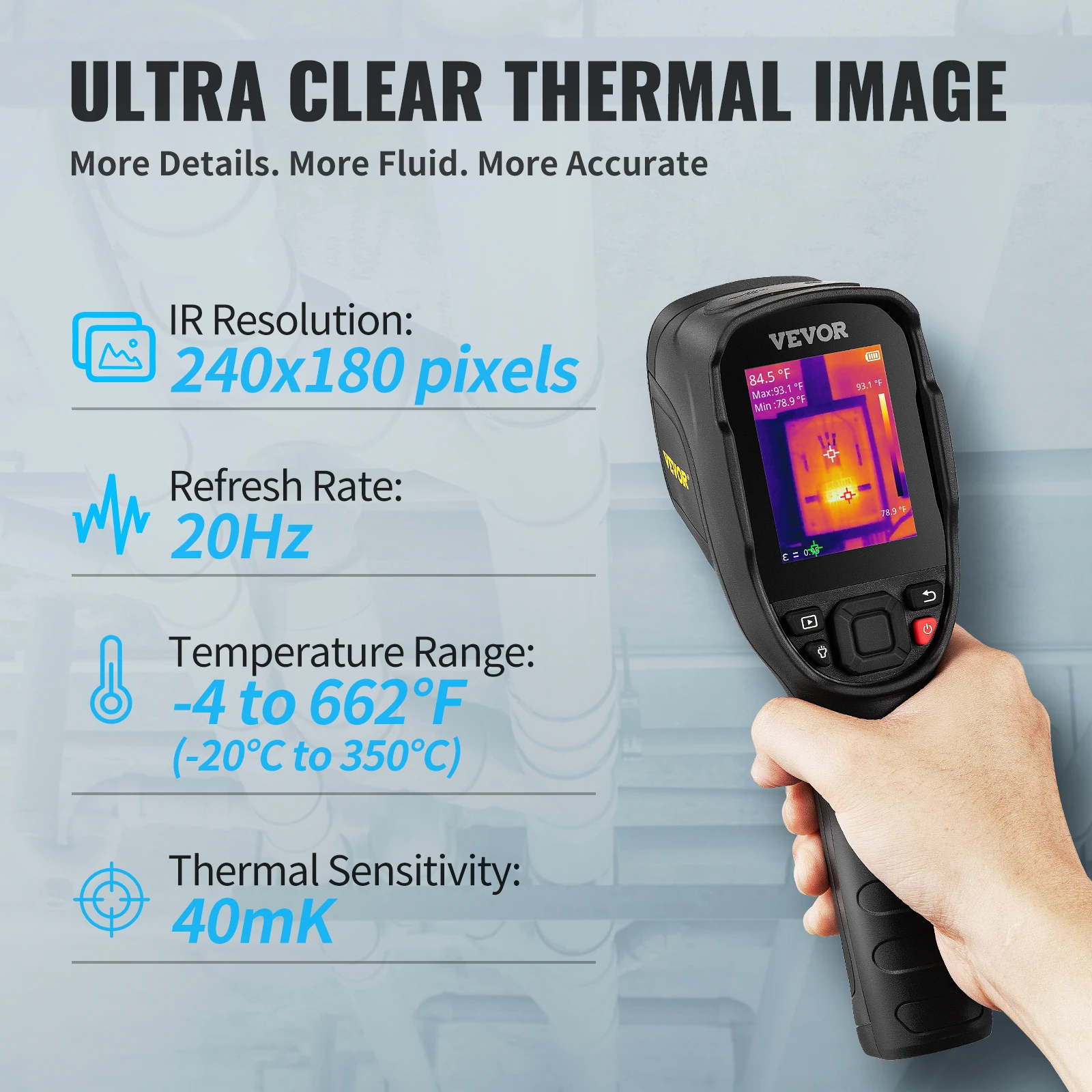 Thermal Imaging Camera 240×180 IR High Resolution Professional Infrared Thermal Imager for Repair Pipeline Detection PCB