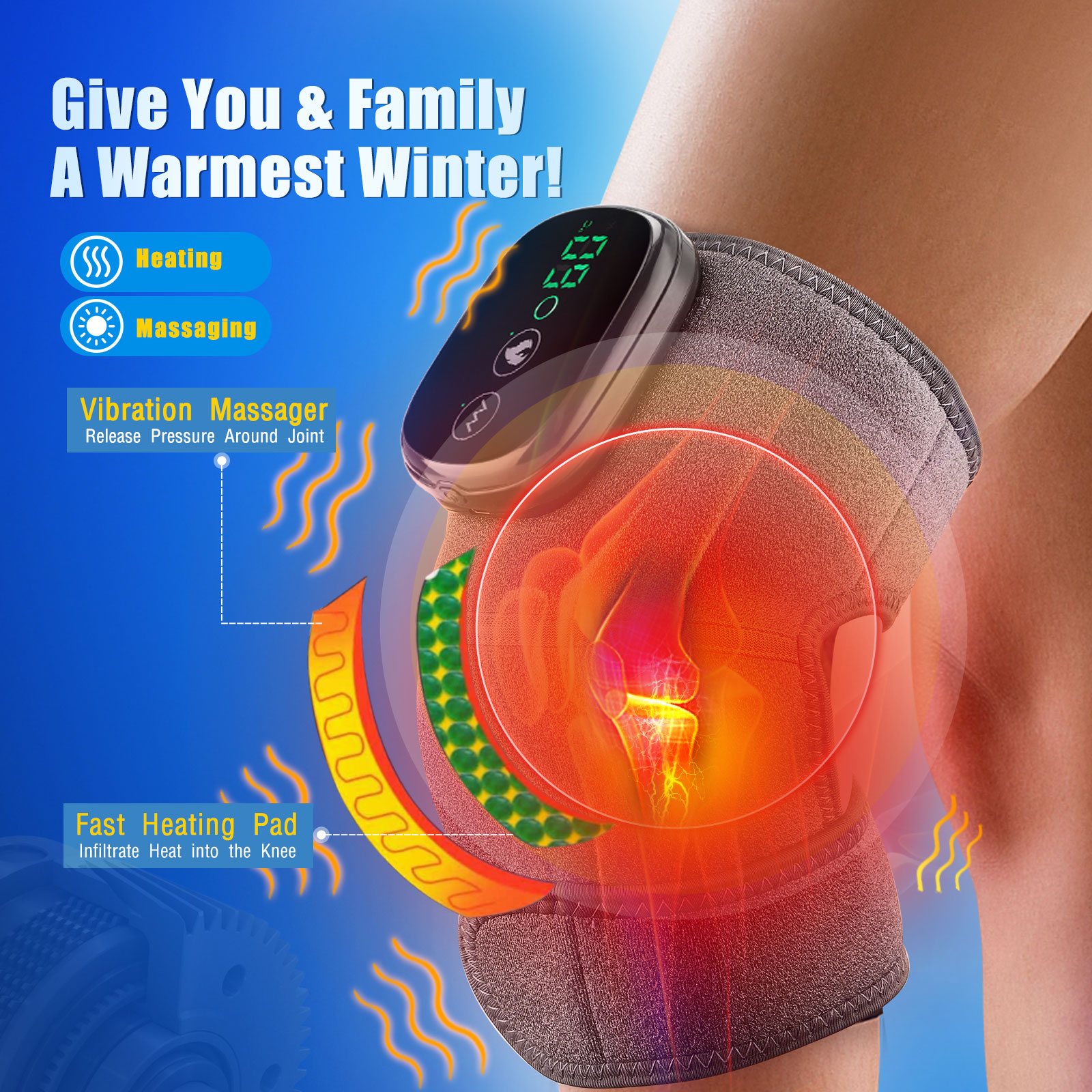 Thermal Knee Massager Electric Leg Joint Heating Vibration Massage Therapy Elbow Brace Arthritis Pain Physiotherapy Thermal Knee Massager Electric Leg Joint Heating Vibration Massage Therapy Elbow Brace Arthritis Pain Physiotherapy
