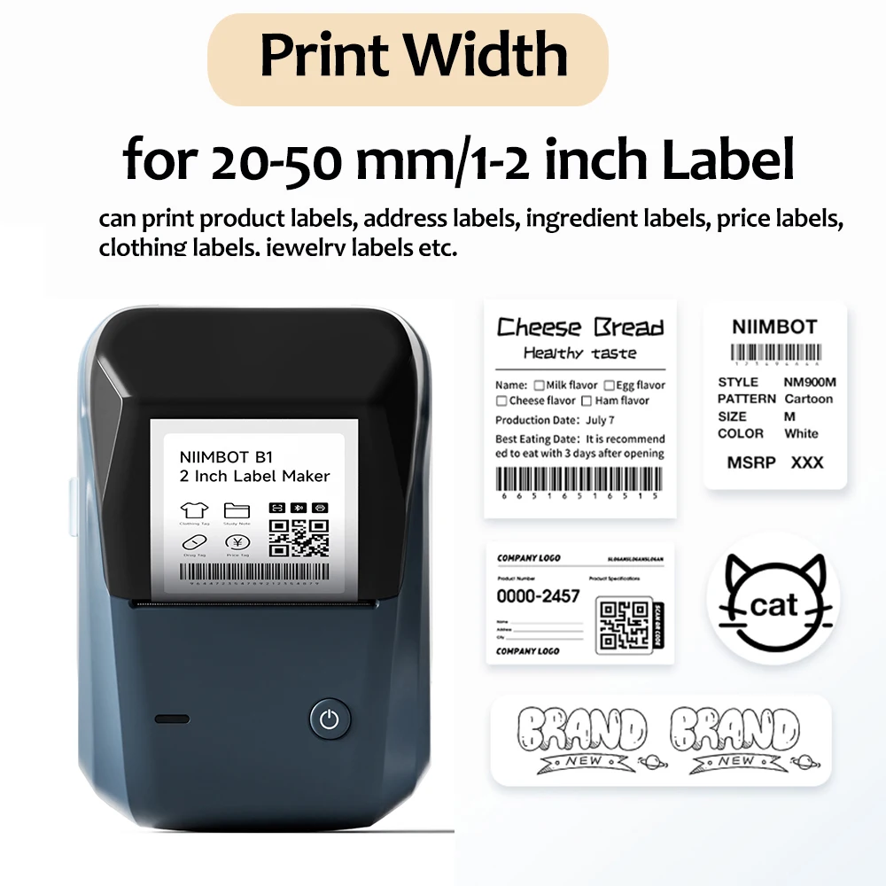Thermal Label Printer Wireless Self-adhesive Pocket Bluetooth Inkless Label Maker for Business Price-Tag Sticker