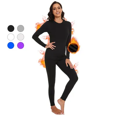Thermal Underwear Set for Women Long Johns Fleece Lined Ultra Soft Base Layer Set Top Bottom for Cold Weather Winter