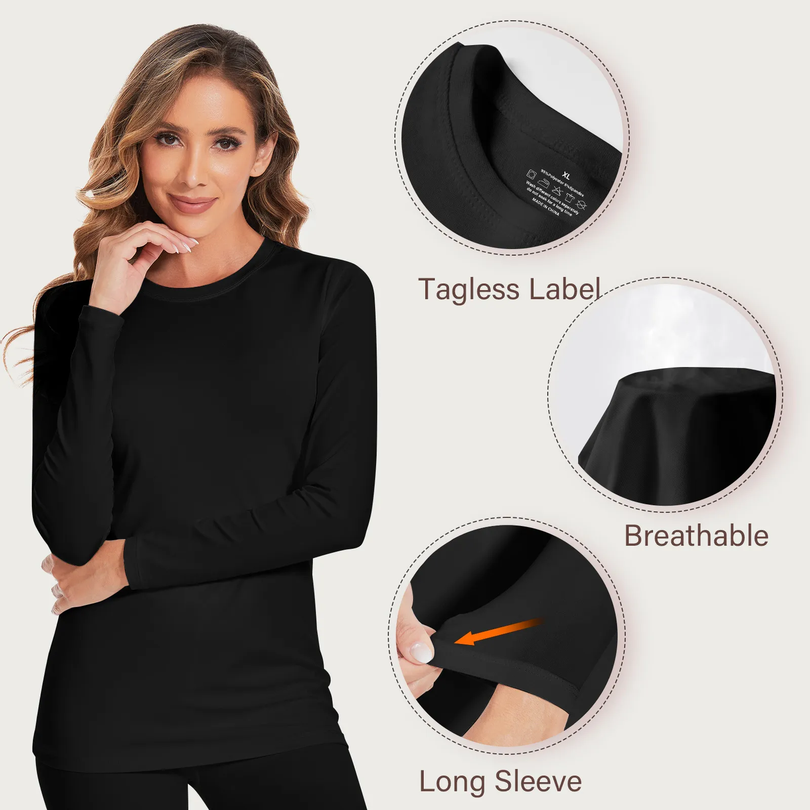 Thermal Underwear Set for Women Long Johns Fleece Lined Ultra Soft Base Layer Set Top Bottom for Cold Weather Winter