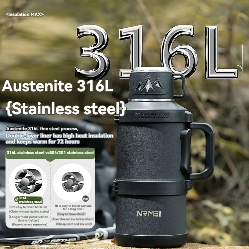 Thermos Insulated Water Bottle Stainless Steel Vacuum Flasks Large Tea Bottle Hot Water Bottle/Cold Outdoor Coffee