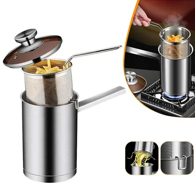 Thickeded Deep Fryer Pot with Basket and Lid Large Stainless Steel Deep Fryer Pasta Strainer Basket Chicken Fried Food