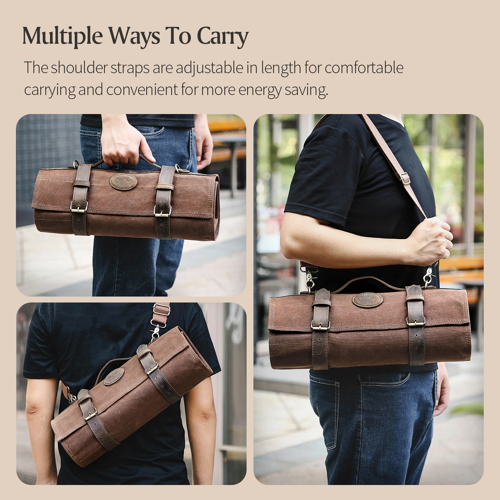 Thickened Canvas Roll Chef Knife Bag