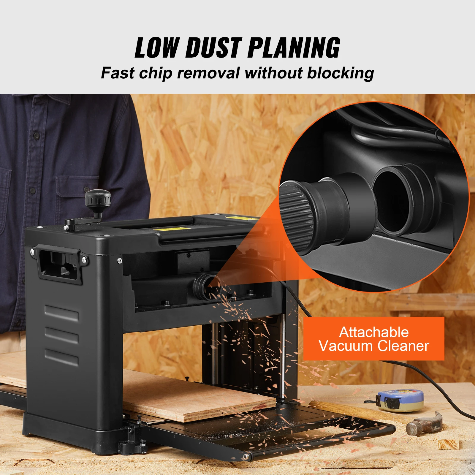 Thickness Planer 13inch Benchtop Planer with Two-Blade 15-Amp 1800W Powerful Motor Low Noise for DIY Woodworking Planing Thickness Planer 13inch Benchtop Planer with Two-Blade 15-Amp 1800W Powerful Motor Low Noise for DIY Woodworking Planing