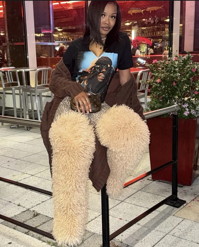 Thigh High Fluffy Boots Ladies Women Winter Furry Faux Fox Fur Long Warm Shoes girls New Designer Plush Knee High Fur