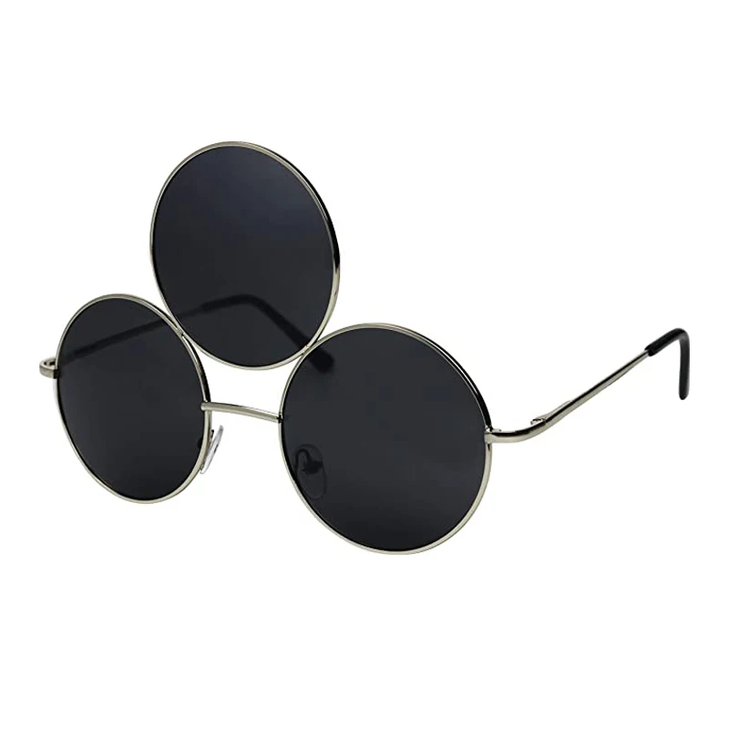 Third Eye Round Sunglasses Women/Men Reflective Mirrored Black Holiday Sun Glasses Three Lenses Eyewear Shades UV400 Third Eye Round Sunglasses Women/Men Reflective Mirrored Black Holiday Sun Glasses Three Lenses Eyewear Shades UV400