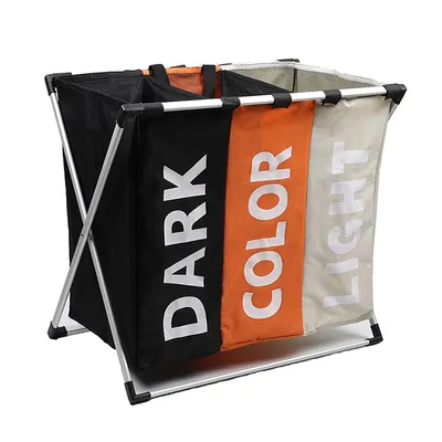 Three Section Laundry Hamper with Handles Three Section Laundry Hamper with Handles