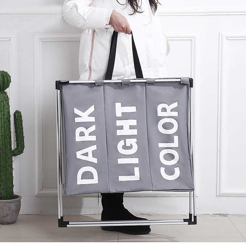 Three Section Laundry Hamper with Handles Three Section Laundry Hamper with Handles