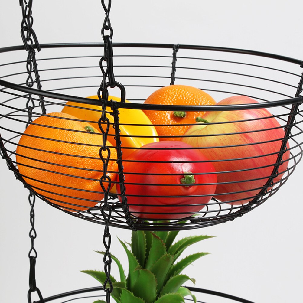 Three Tier Fruit Basket Hanging Organizer Three Tier Fruit Basket Hanging Organizer