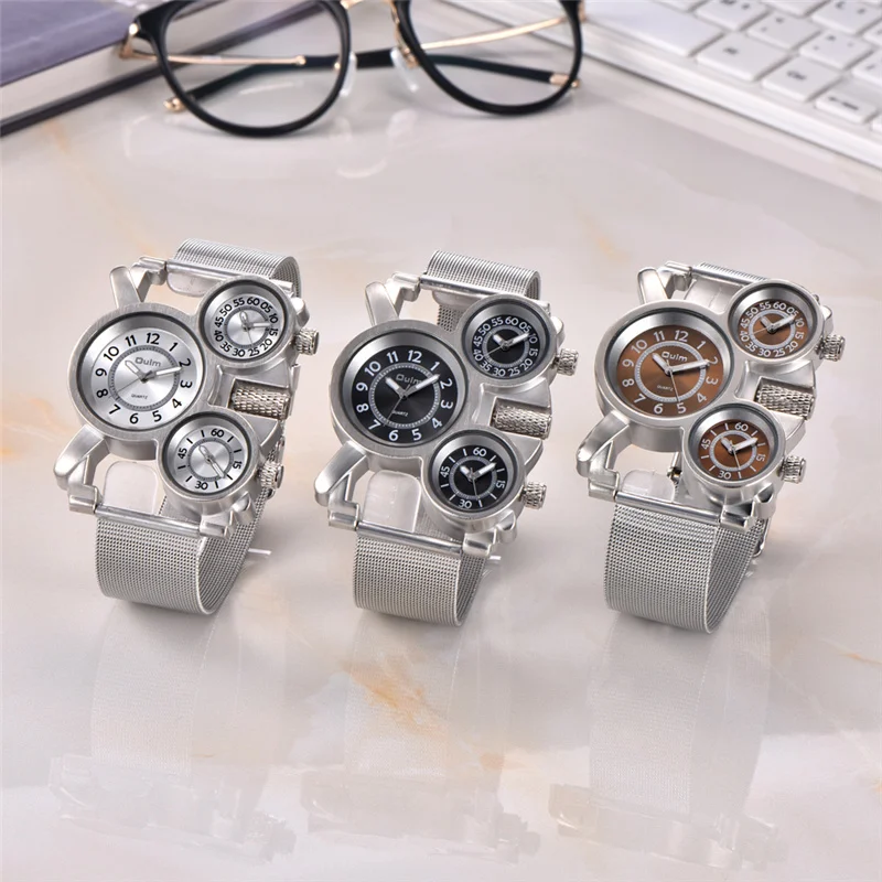 Three Time Zone Quartz Watches Men Mesh Steel Leather Band Sport Wristwatch Man Luxury Brand Male Clock relogio Three Time Zone Quartz Watches Men Mesh Steel Leather Band Sport Wristwatch Man Luxury Brand Male Clock relogio