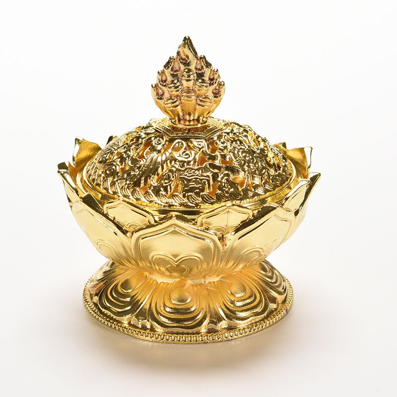 Tibetan Style Lotus Metal Incense Burner