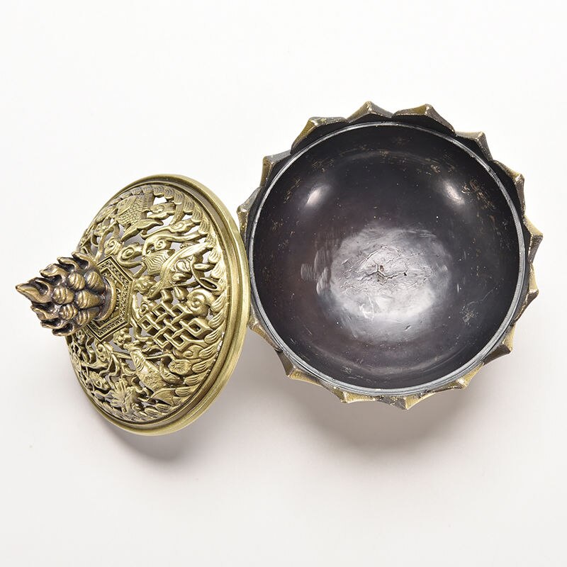 Tibetan Style Lotus Metal Incense Burner