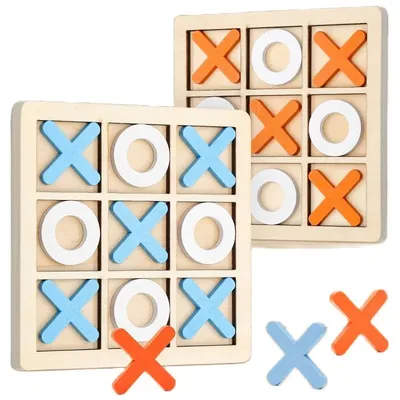 Tic Tac Toe Wooden Game Montessori Play Wooden Toy Interaction Puzzle Training Brain Learning Early Educational Toys
