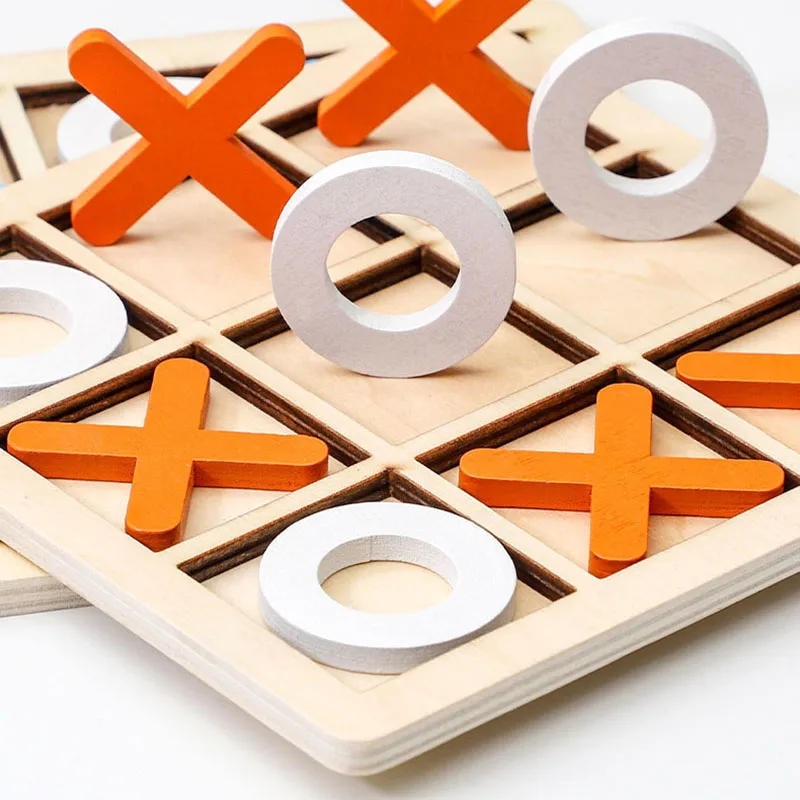 Tic Tac Toe Wooden Game Montessori Play Wooden Toy Interaction Puzzle Training Brain Learning Early Educational Toys