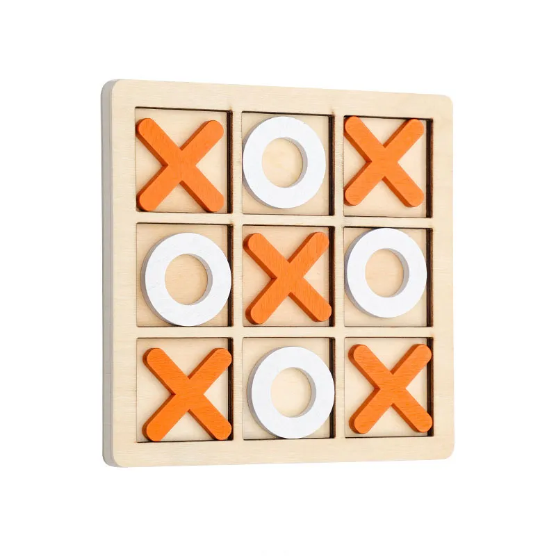 Tic Tac Toe Wooden Game Montessori Play Wooden Toy Interaction Puzzle Training Brain Learning Early Educational Toys