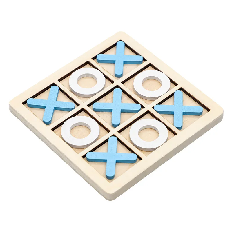 Tic Tac Toe Wooden Game Montessori Play Wooden Toy Interaction Puzzle Training Brain Learning Early Educational Toys