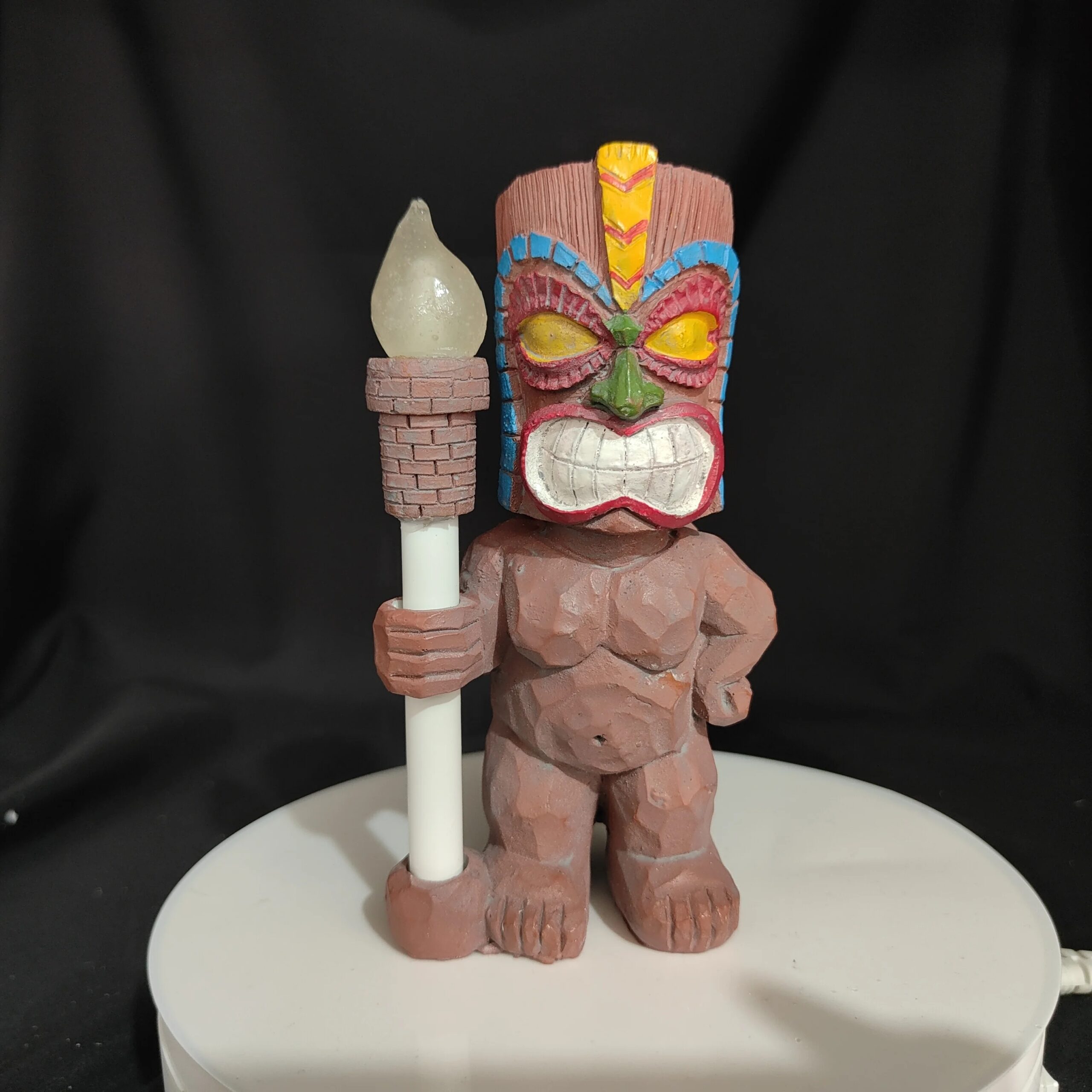 Tiki Totem Decor for Hawaiian Party, Solar Tiki Lights Outdoor Statues Backyard,Tropical Decor, Garden Statues for