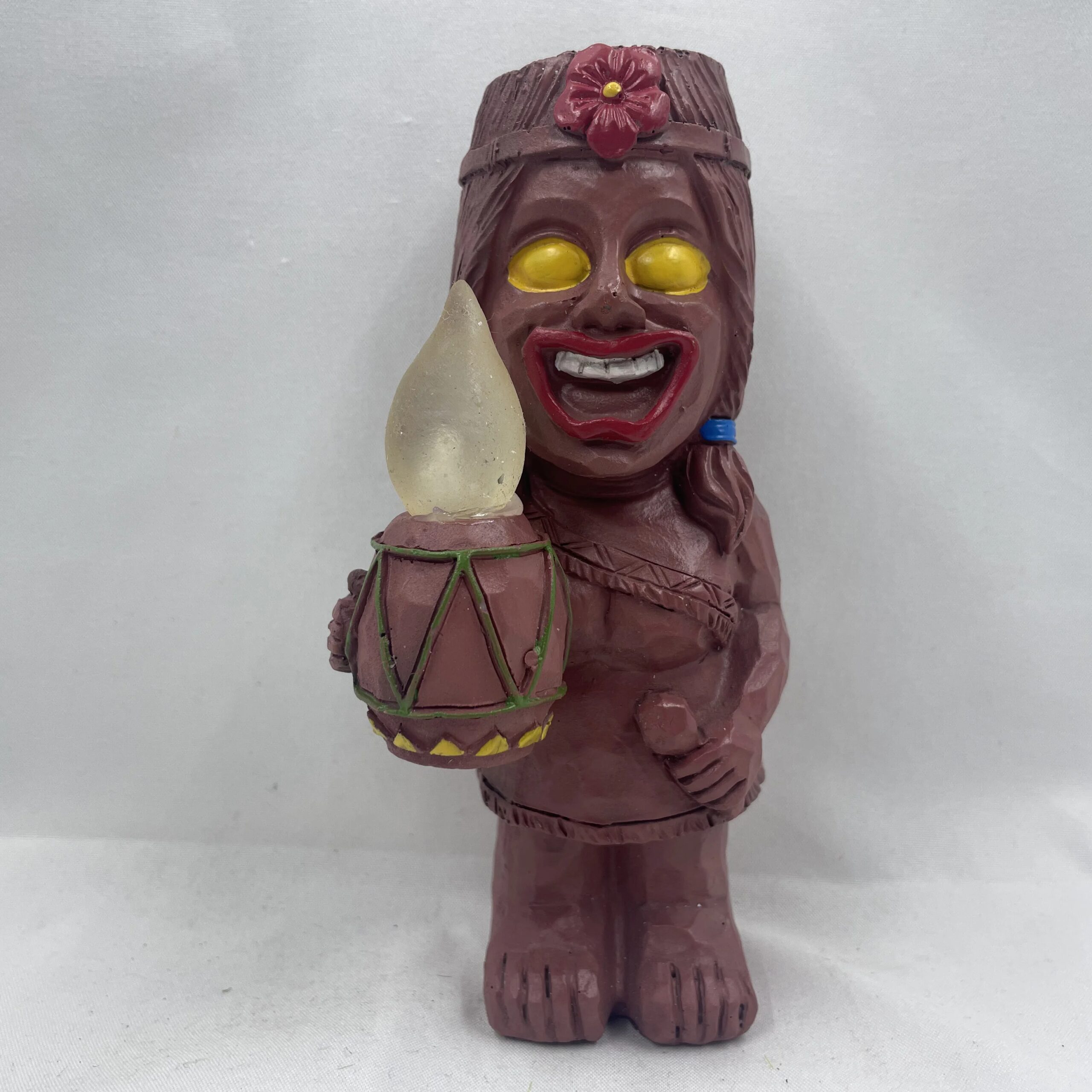 Tiki Totem Decor for Hawaiian Party, Solar Tiki Lights Outdoor Statues Backyard,Tropical Decor, Garden Statues for