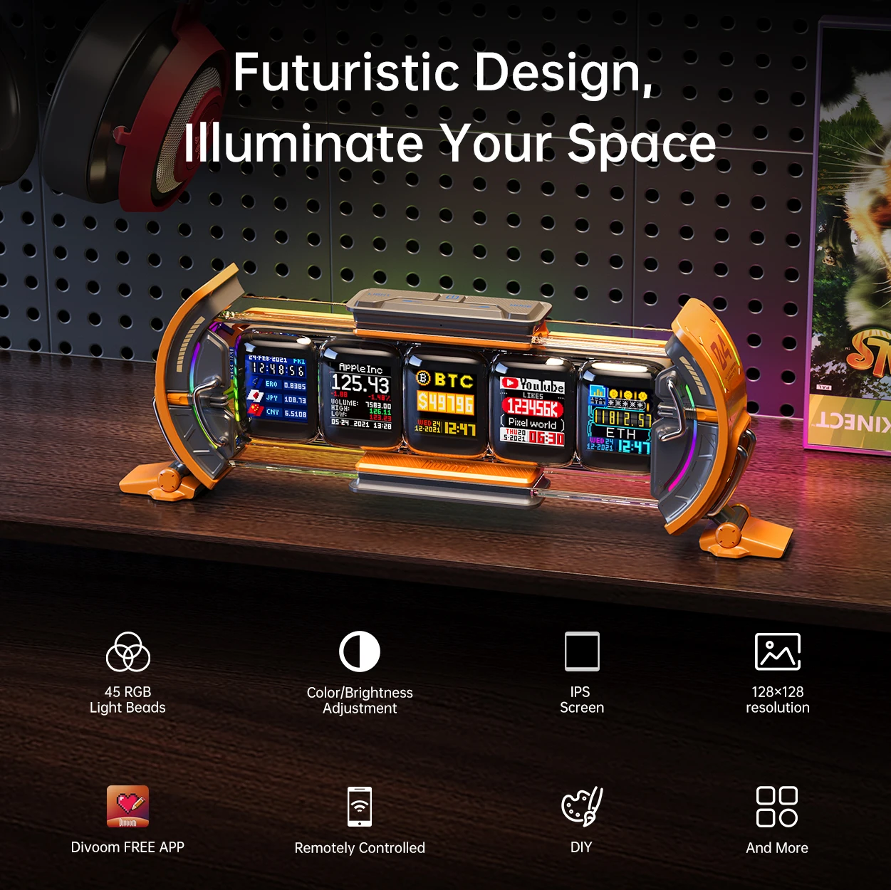 Times Gate Gaming Room Setup Digital Clock with Smart APP Control, WiFi Connect, RGB LED Display, Office Decor Cyberpunk Times Gate Gaming Room Setup Digital Clock with Smart APP Control, WiFi Connect, RGB LED Display, Office Decor Cyberpunk