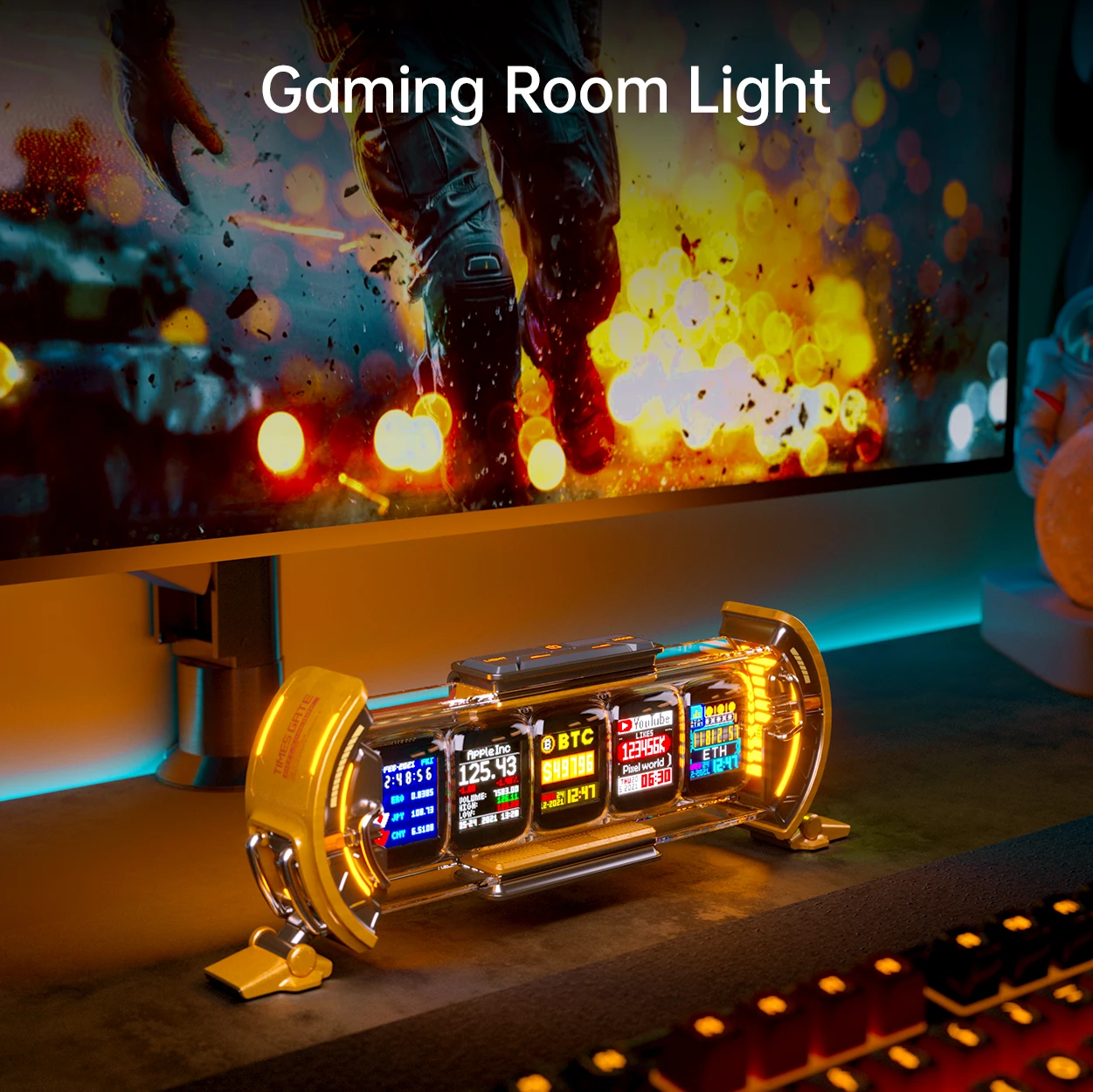 Times Gate Gaming Room Setup Digital Clock with Smart APP Control, WiFi Connect, RGB LED Display, Office Decor Cyberpunk Times Gate Gaming Room Setup Digital Clock with Smart APP Control, WiFi Connect, RGB LED Display, Office Decor Cyberpunk
