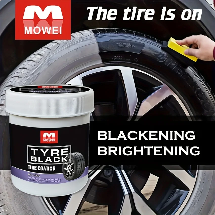 Tire Blackening Coating Wax – Hydrating Luster and Protection, Anti-Aging Tire Care Coating with Sponge Applicator