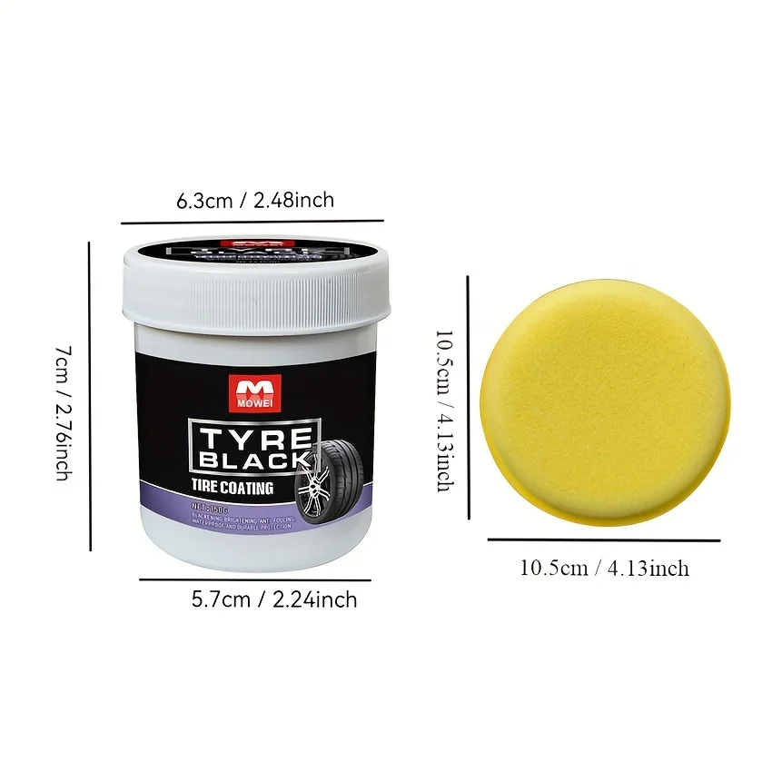 Tire Blackening Coating Wax – Hydrating Luster and Protection, Anti-Aging Tire Care Coating with Sponge Applicator